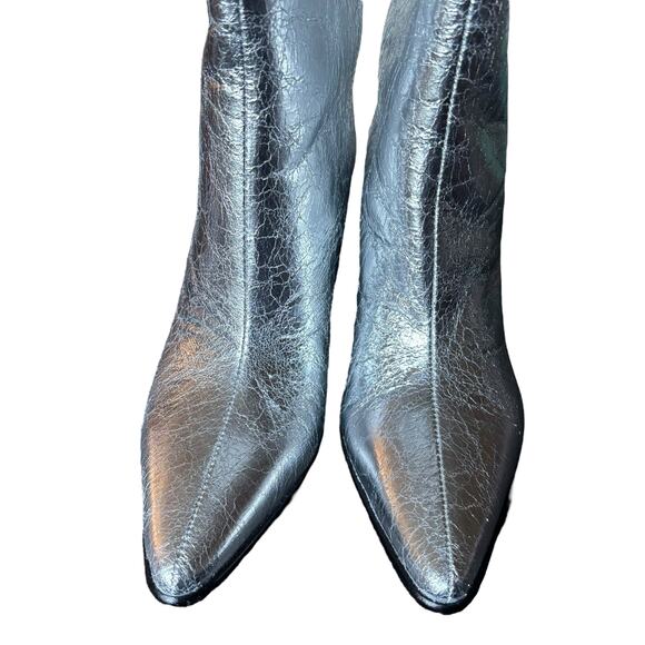 NWOB Steve Madden Croft Silver Metallic Pointed Toe Knee High Boots Women’s 6M - Picture 3 of 9